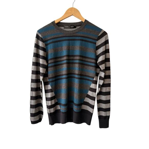 Proenza Schouler Crewneck Sweater Cashmere Silk Wool Size Small Striped Grey - Picture 4 of 9
